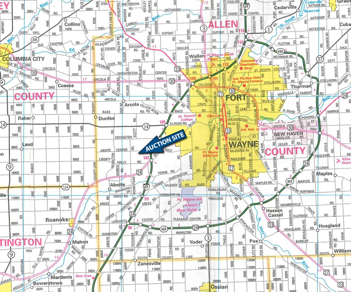 Area map - REAL ESTATE & PERSONAL PROPERTY AUCTION IN ALLEN COUNTY, INDIANA